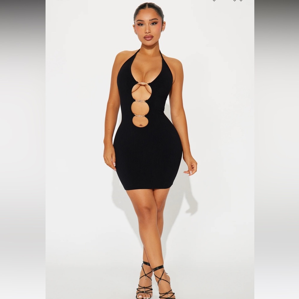 Black chain detail dress